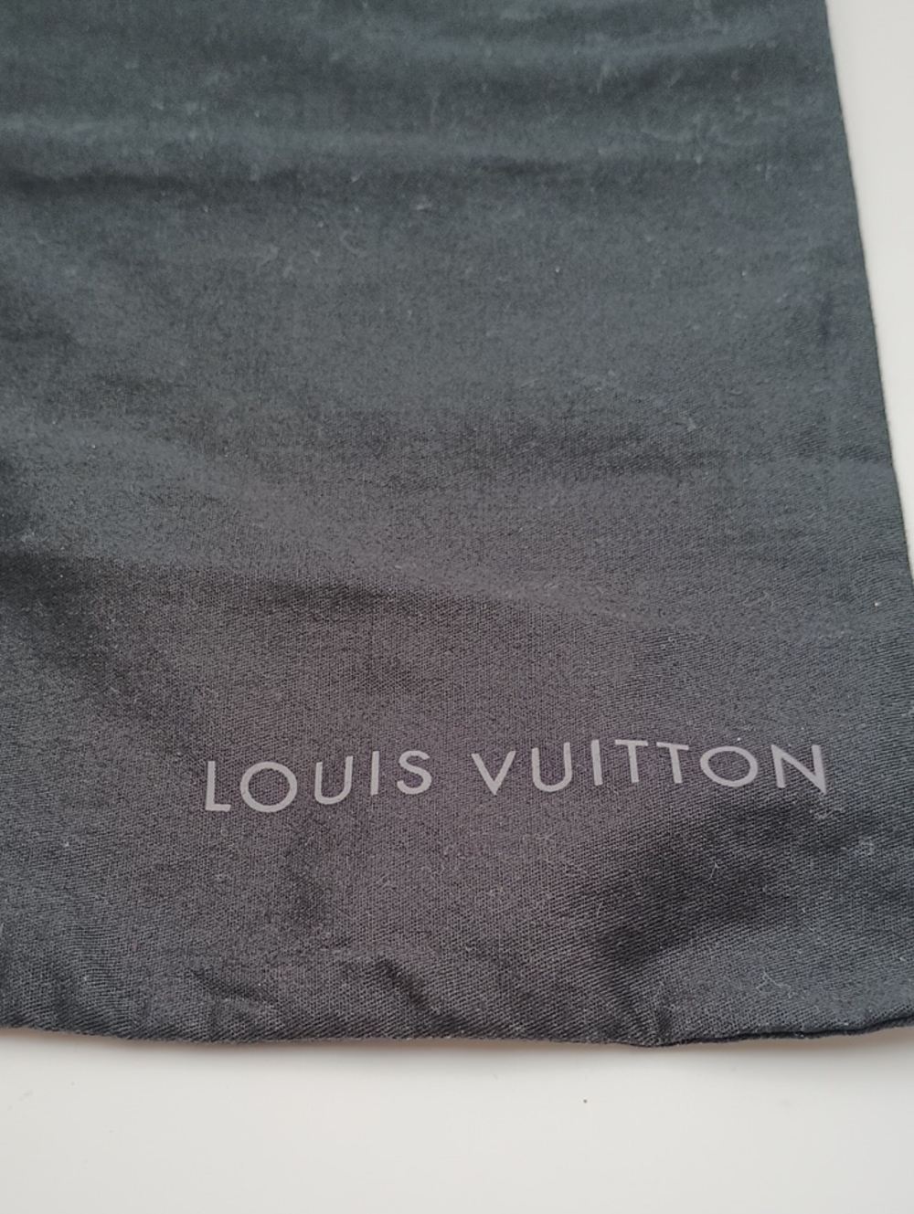 Louis Vuitton Black Drawstring Pouch 11 1/2” X 7 1/2” Gray Logo